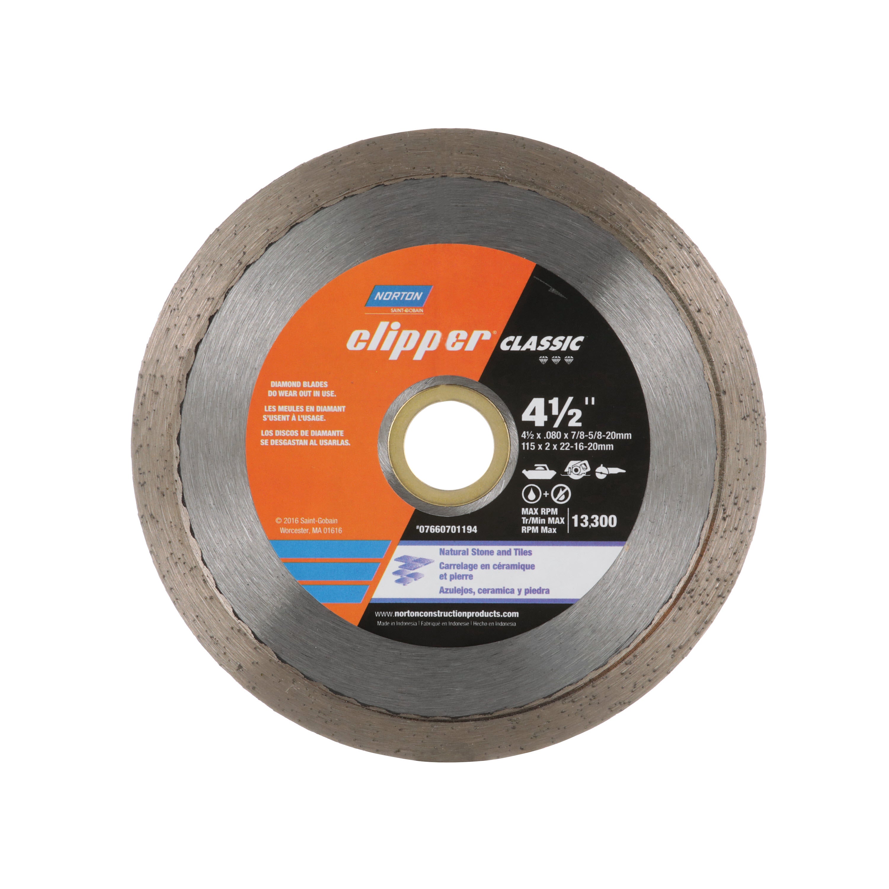 Clipper Classic 4-1/2in Natural Stone Dry Continuous Rim Tile Blade