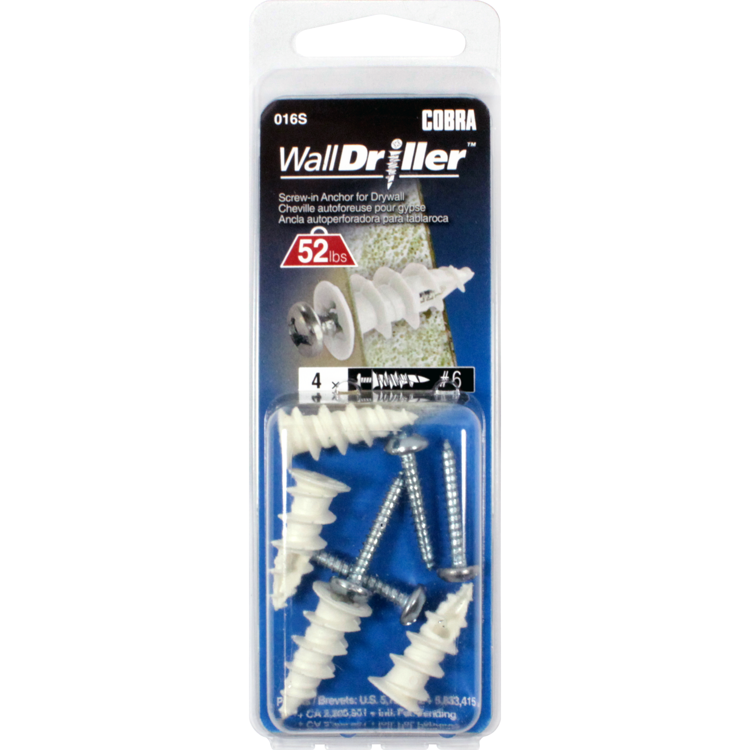 #6 Nylon WallDriller Anchor w/ Screw (4 Pack)