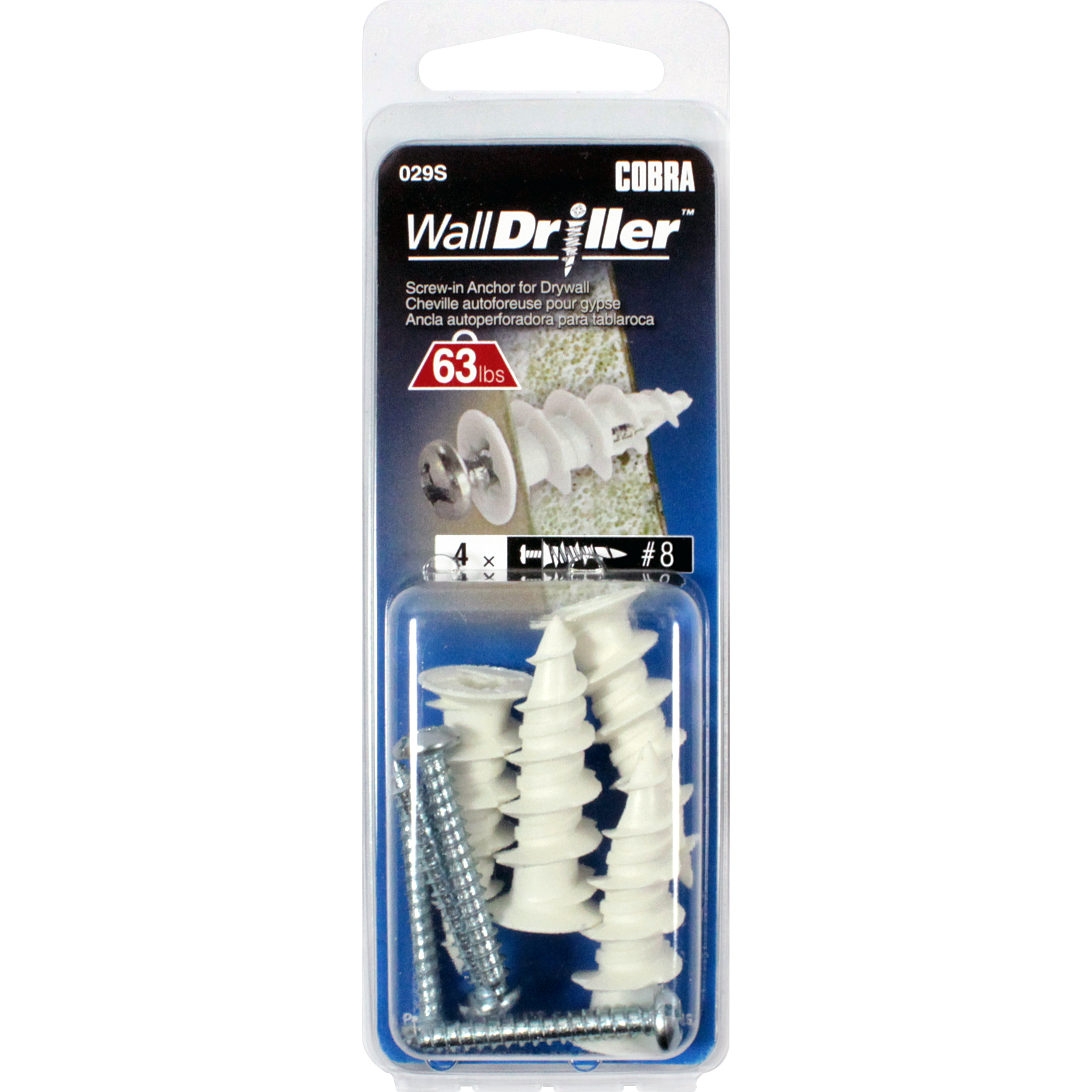 #8 Nylon WallDriller Anchor w/ Screw (4 Pack)