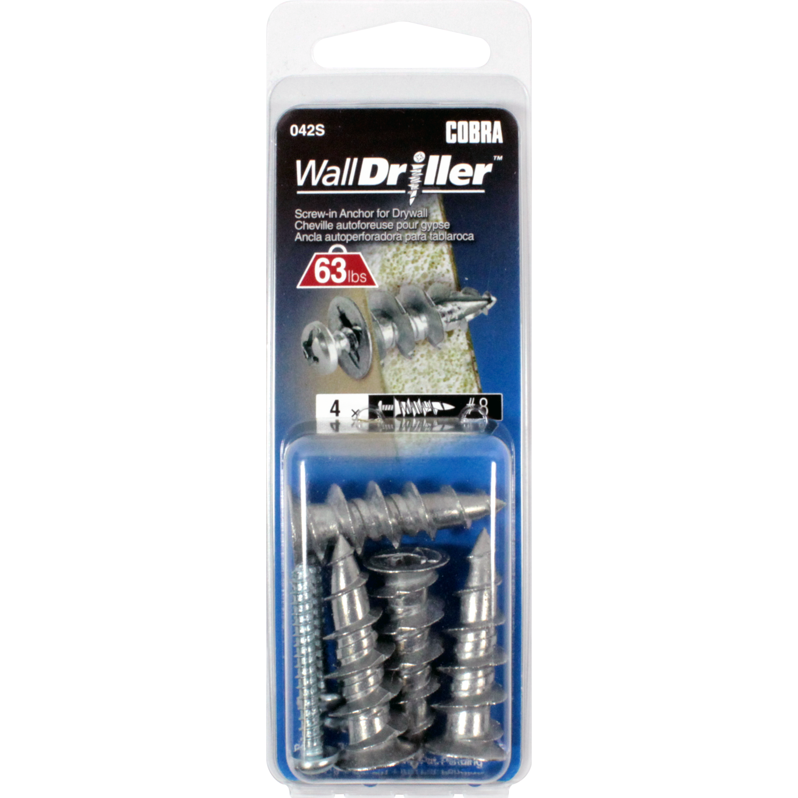 #8 Zinc WallDriller Anchor w/ Screw (4 Pack)
