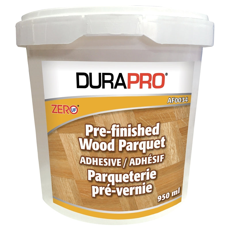 Dura Pro Parquet Adhesive, Liquid, Hydrocarbon, White, 950 mL, Can