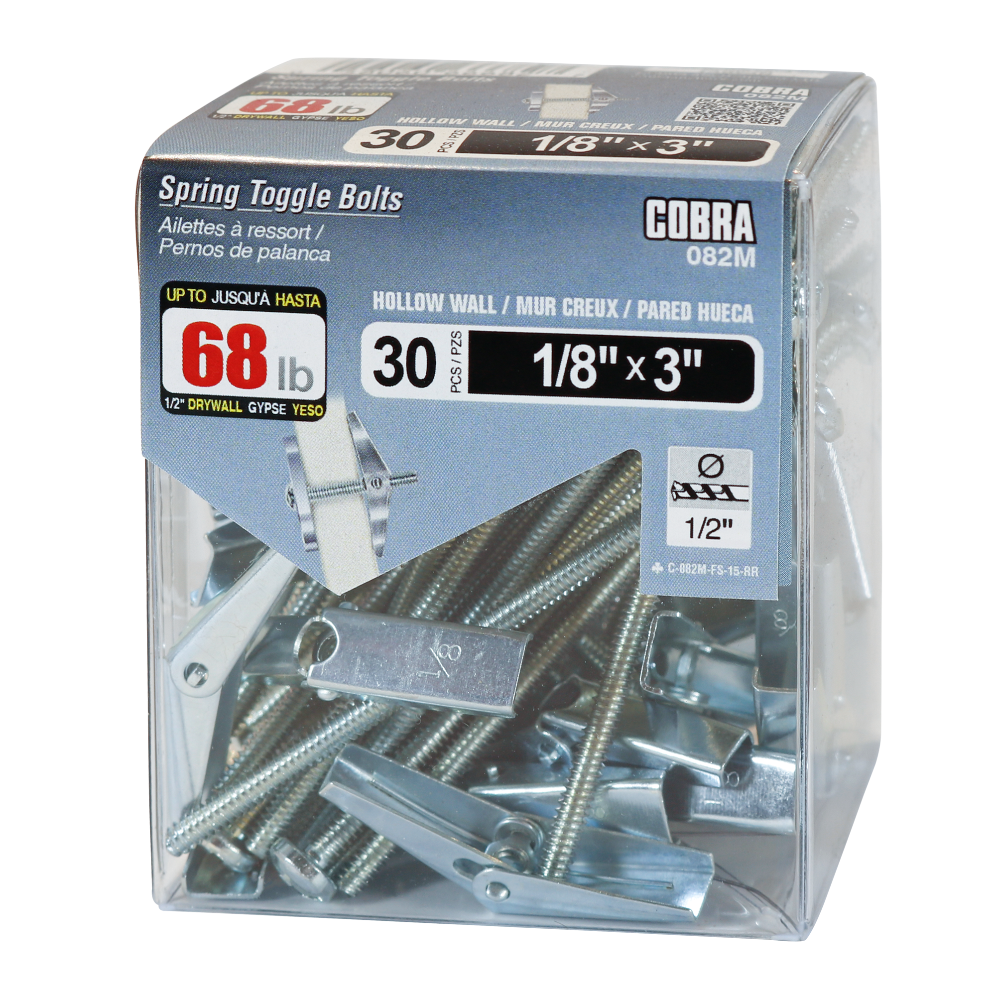 1/8"x3" Spring Toggle Bolts w/ Screw (30/Box)