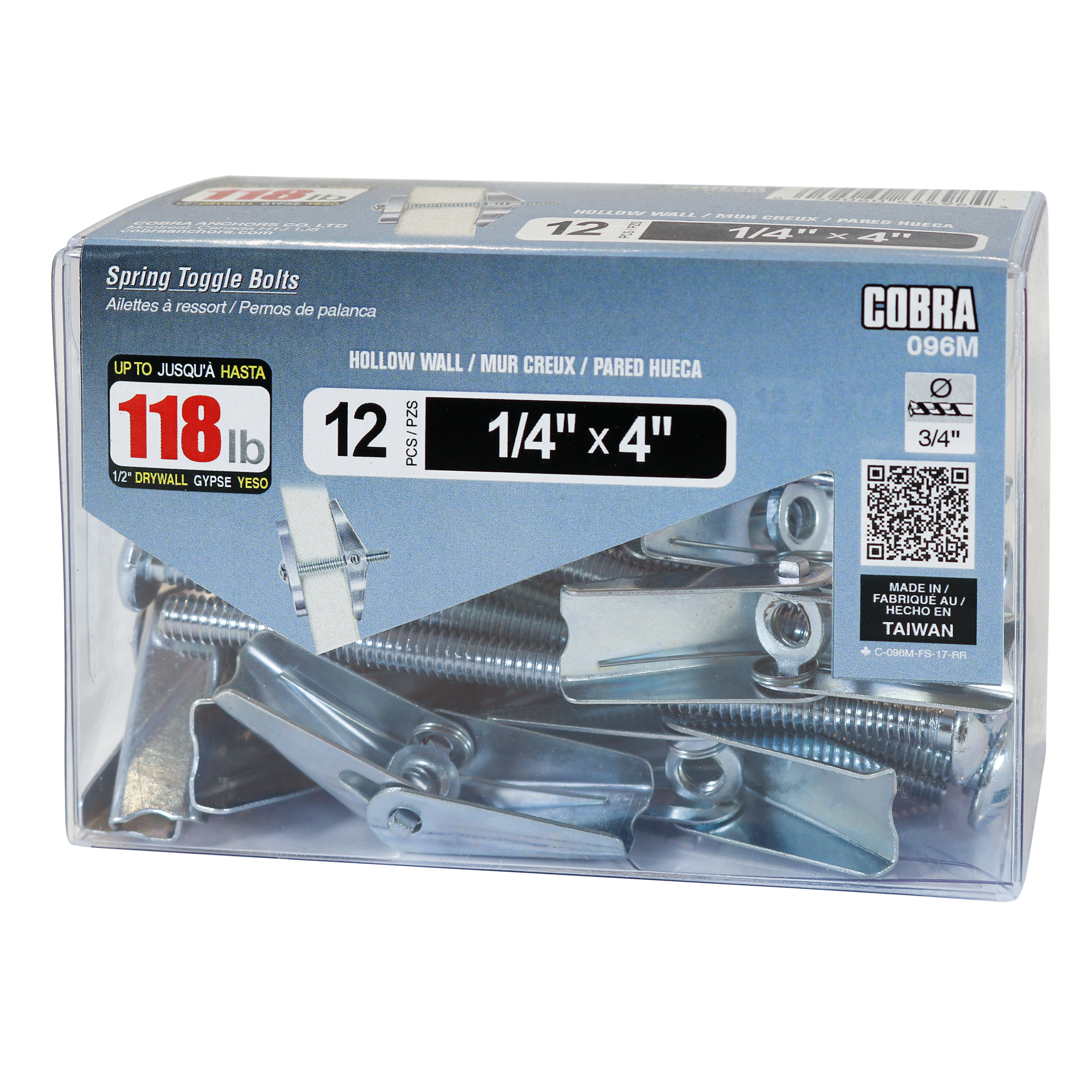 1/4"x4" Spring Toggle Bolts w/ Screw (12 Pack)