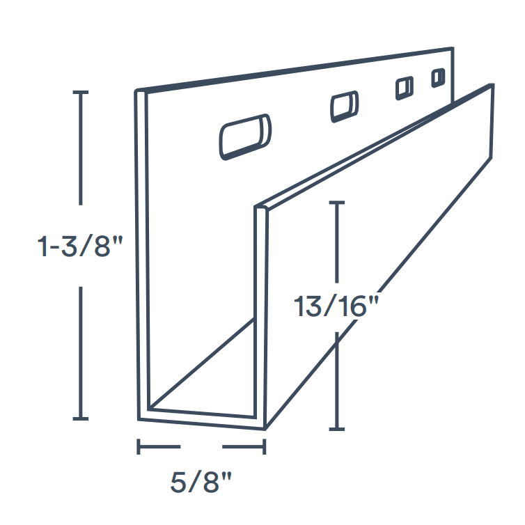 1/2"x1-3/8"x10’ Trusscore PVC J Trim, Grey