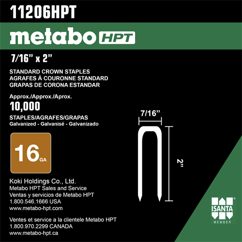 7/16”x2” 16 Gauge Electro Galvanized Crown Staples
