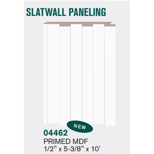 1/2"X5-3/8"X10' MDF Primed Paneling