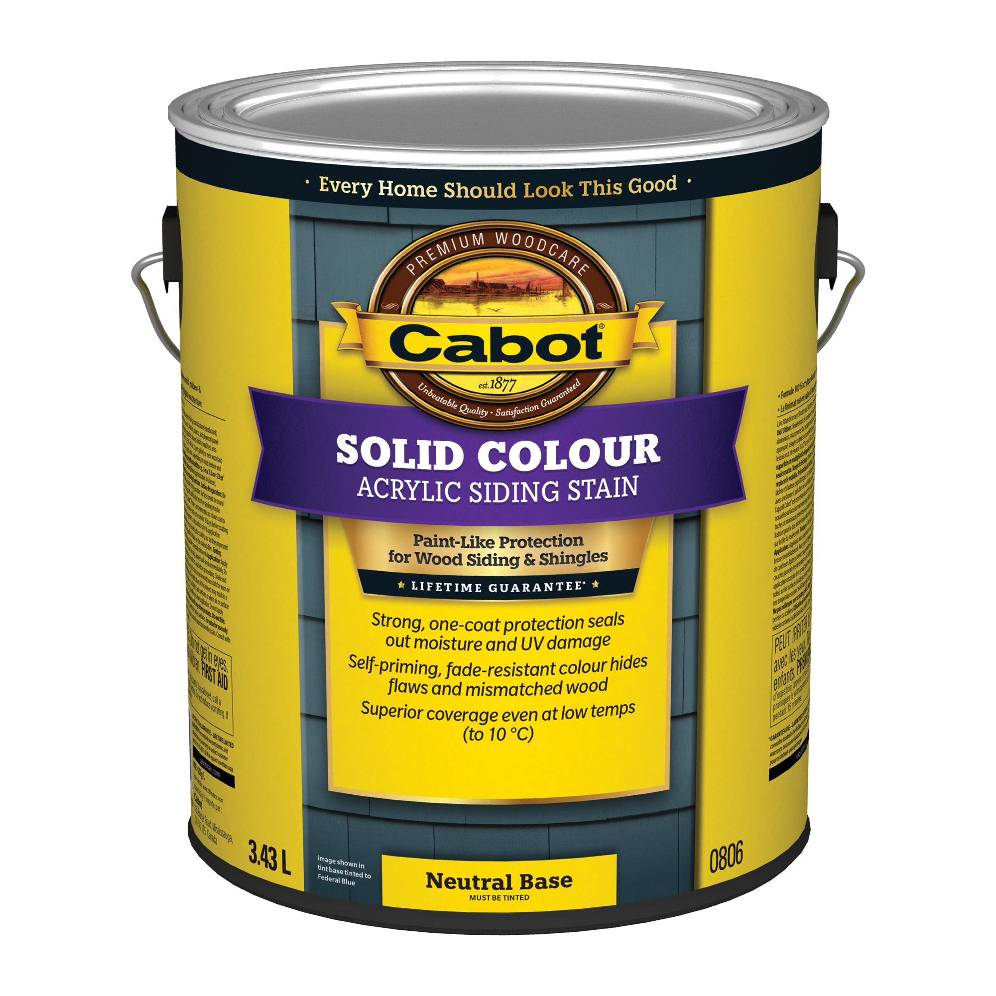 Cabot® Solid Color Acrylic Siding Stain, Neutral Base, 3.78 L