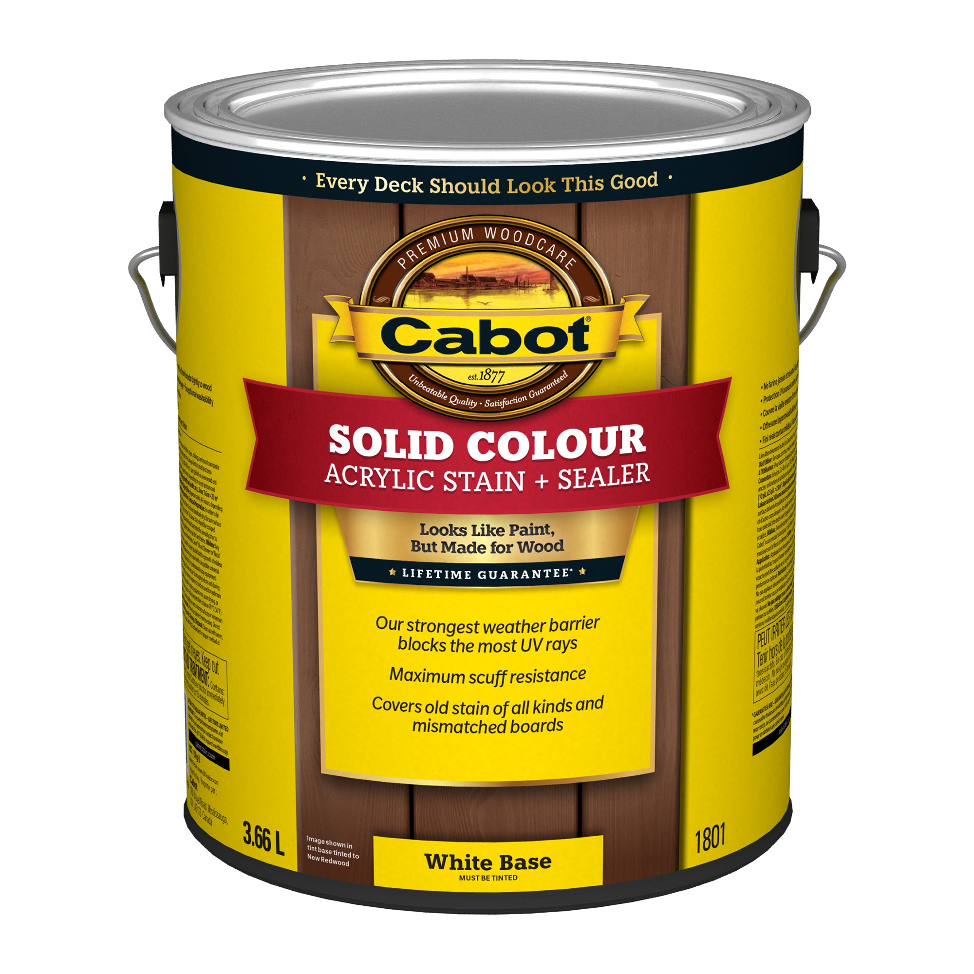 Cabot® Solid Color Acrylic Decking Stain, White Base, 3.67 L
