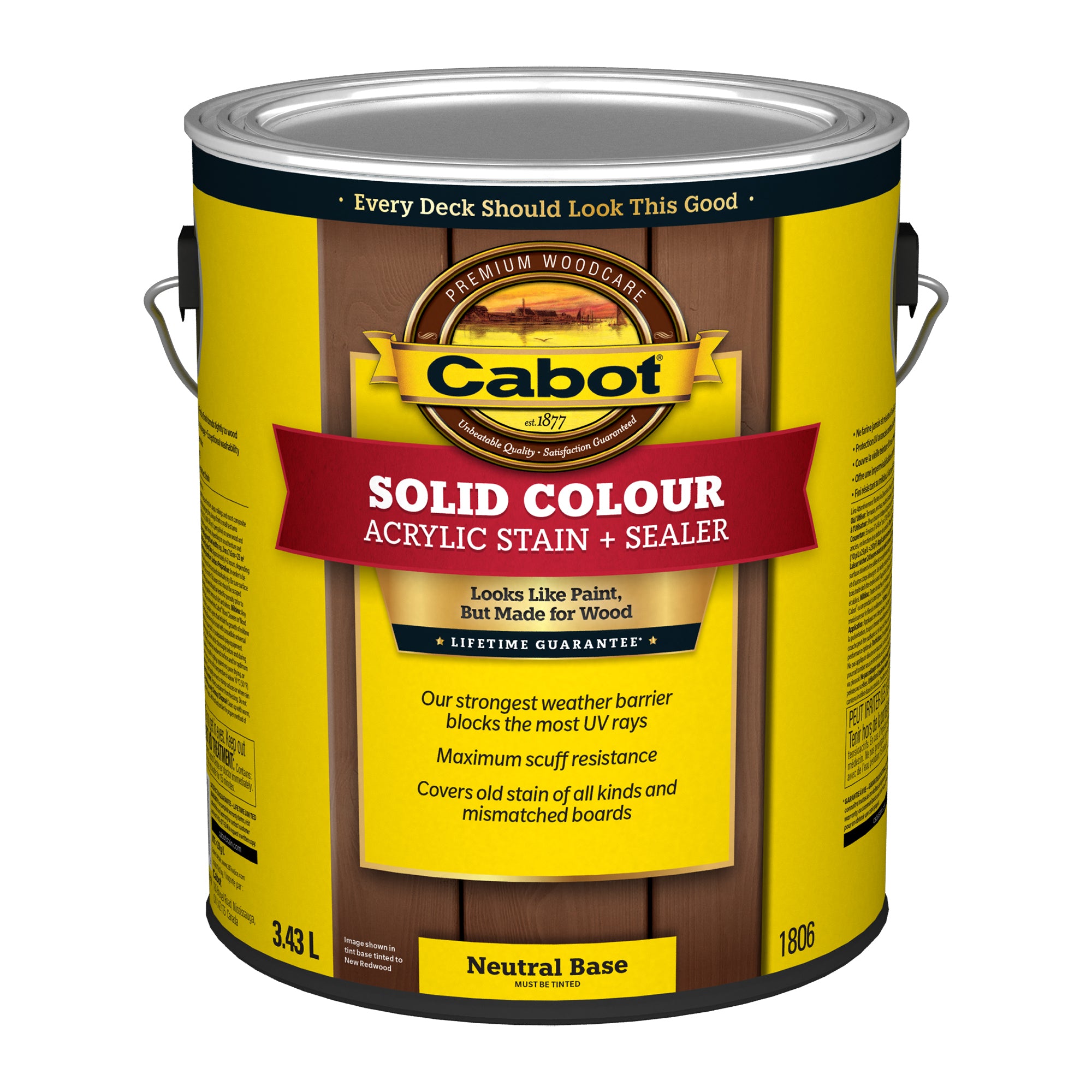 Solid Color Acrylic Decking Stain, Neutral Base 3.43L