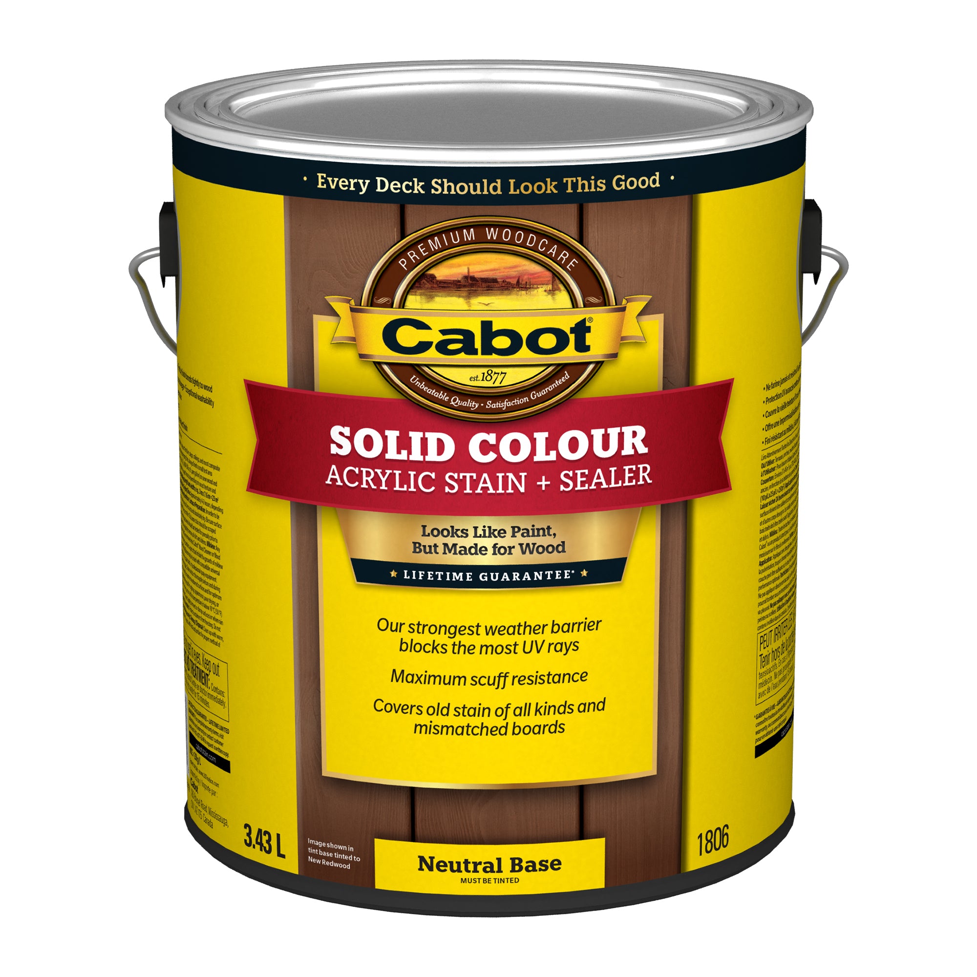 Cabot® Solid Color Acrylic Decking Stain, Neutral Base, 3.43 L