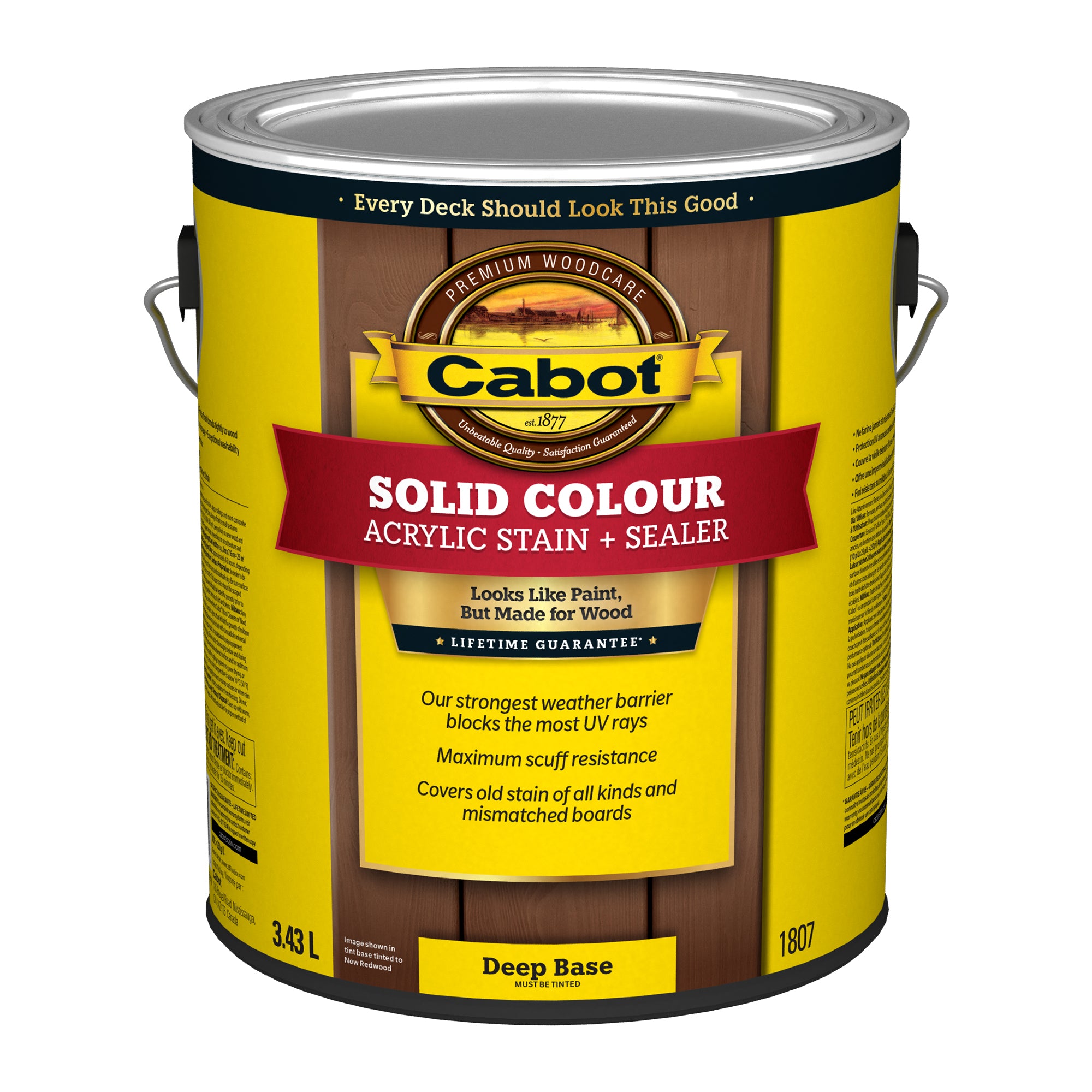 Cabot® Solid Color Acrylic Stain + Sealer, Deep Base, 3.78 L