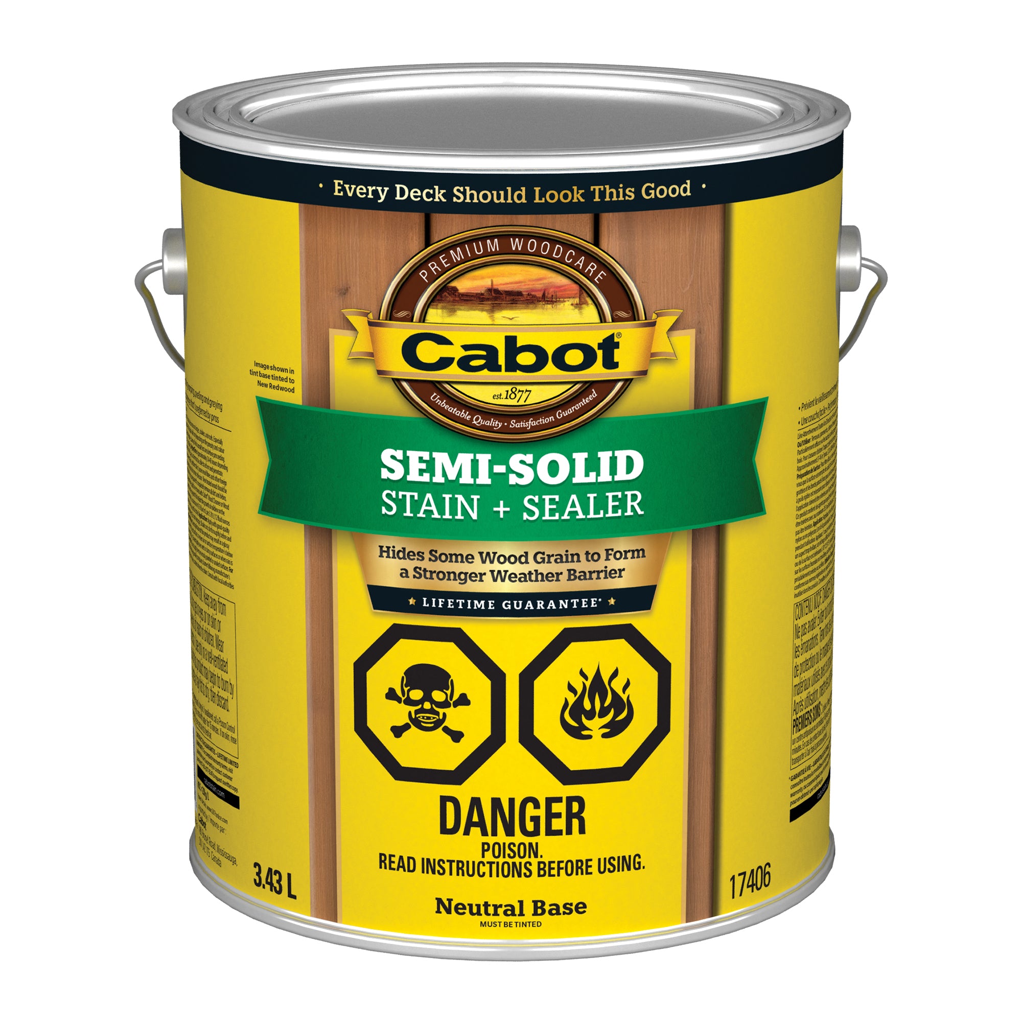 Cabot® Semi-Solid Deck & Siding Stain, Neutral Base, 3.78 L