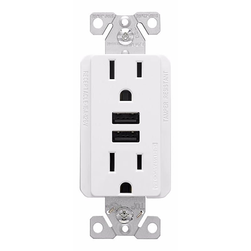 RECEPTACLE TMPRPRF USBCHRG WHT