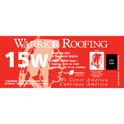 15W Warrior Roof Felt 3’ X 144’