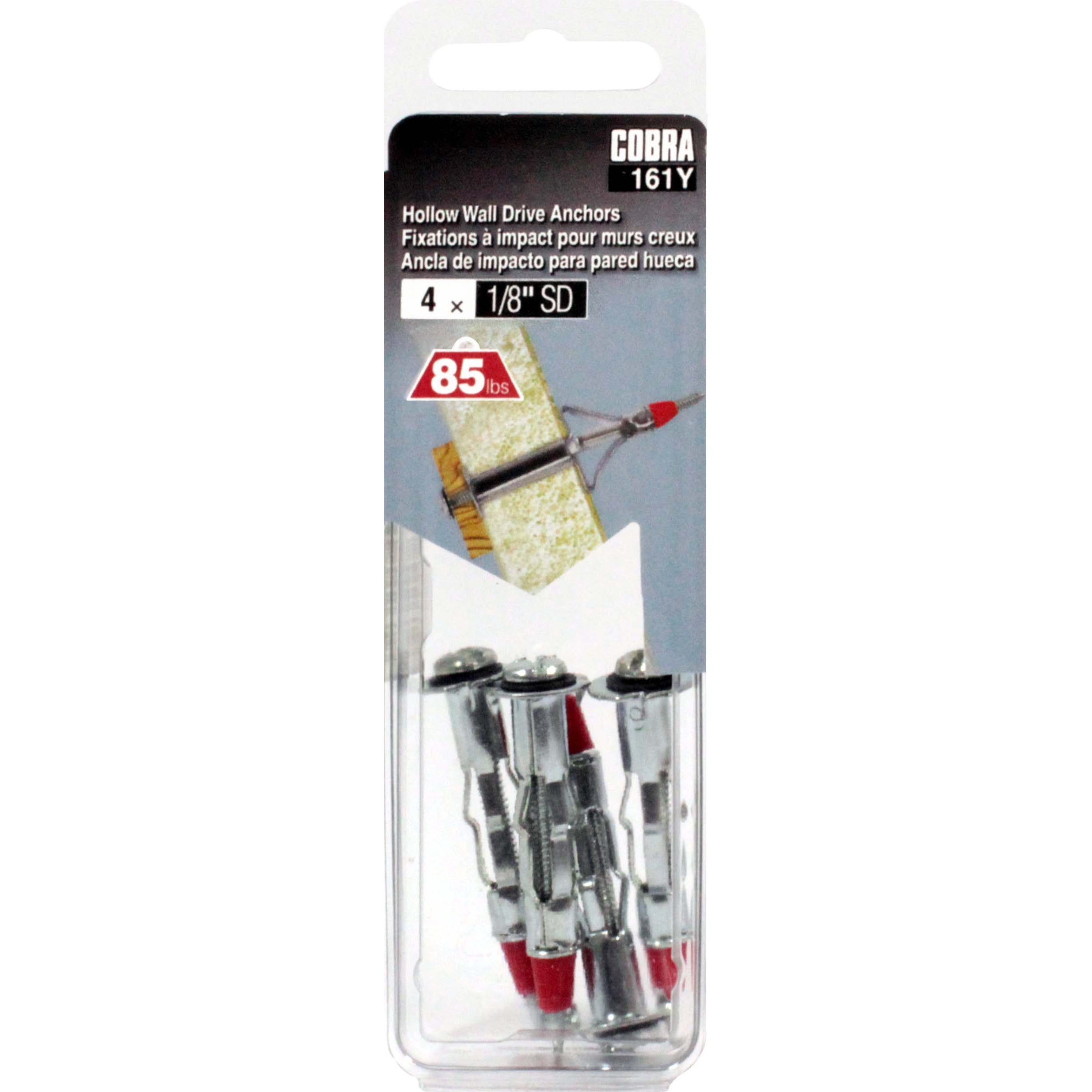 1/8" SD Hollow Wall Anchor (4 Pack)