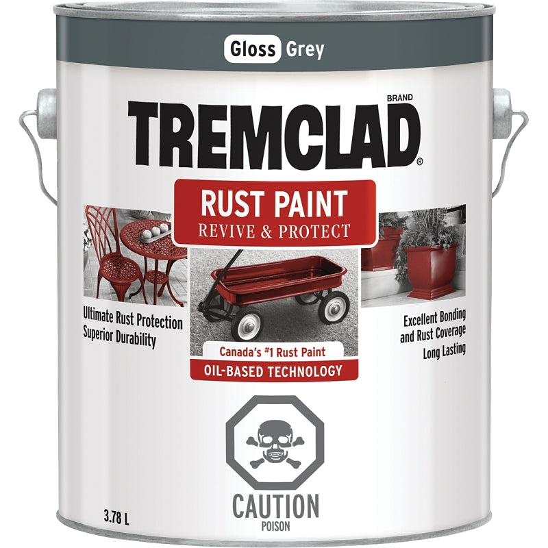 3.78L Tremclad Rust Paint, Gloss Grey