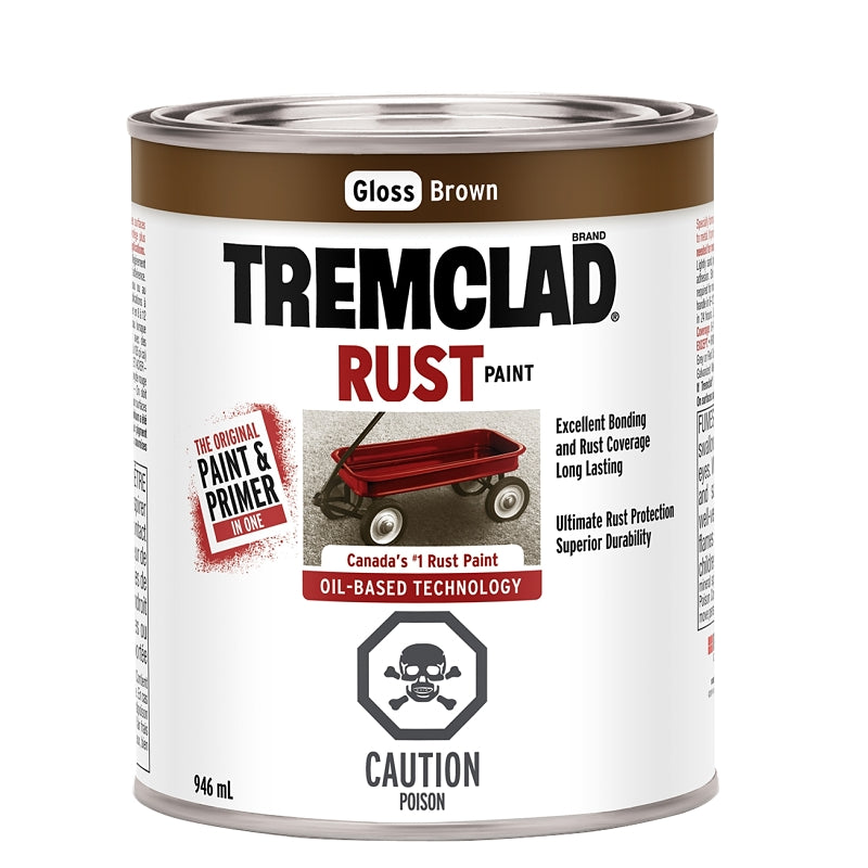 946mL Tremclad Rust Paint, Gloss Brown