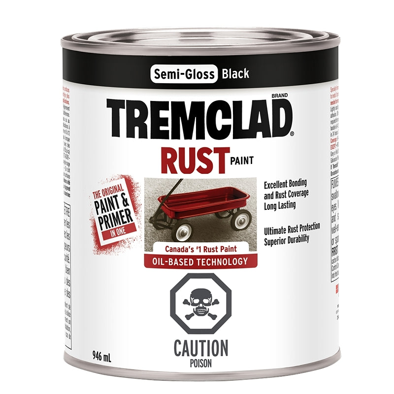 946mL Tremclad Rust Paint, Semi-Gloss Black