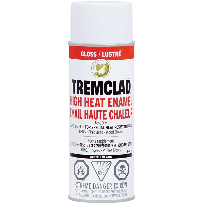 340g Tremclad High Heat Enamal Spray Can, Gloss White