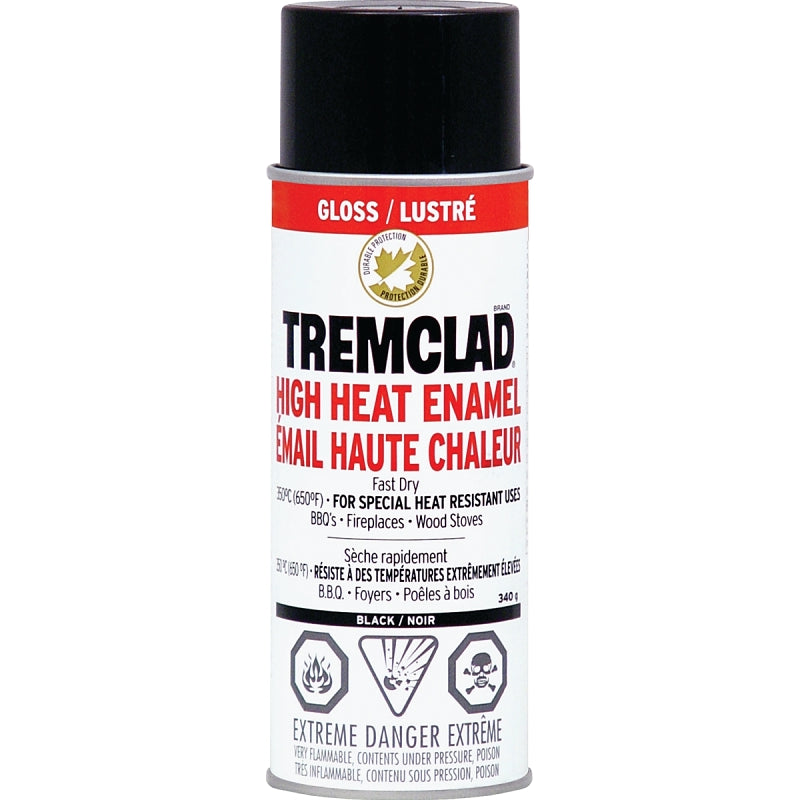 340g Tremclad High Heat Enamel Spray Can, Gloss Black