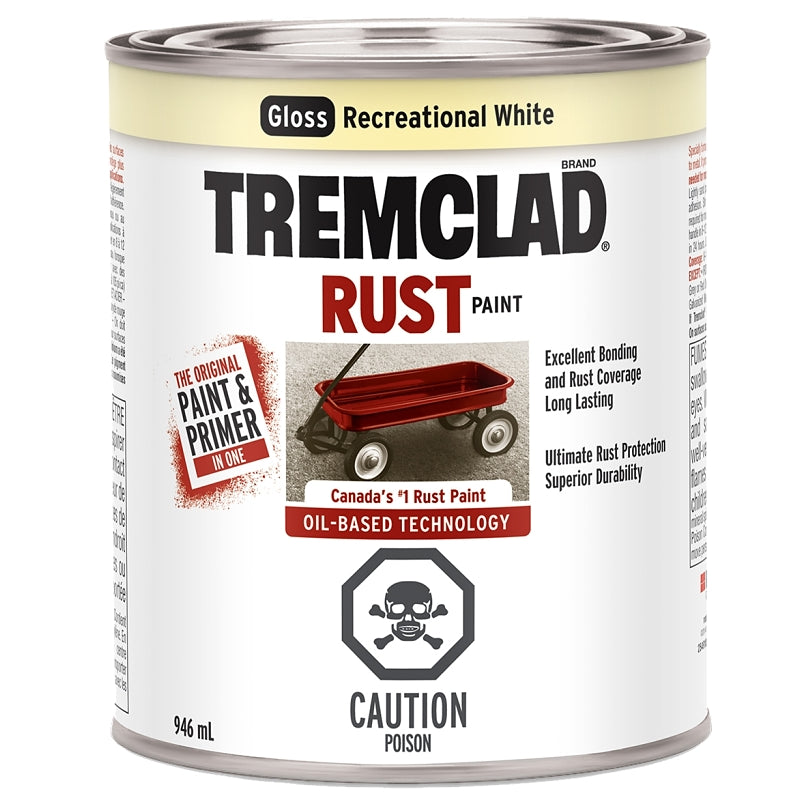 946mL Tremclad Rust Paint, Gloss Recreational White