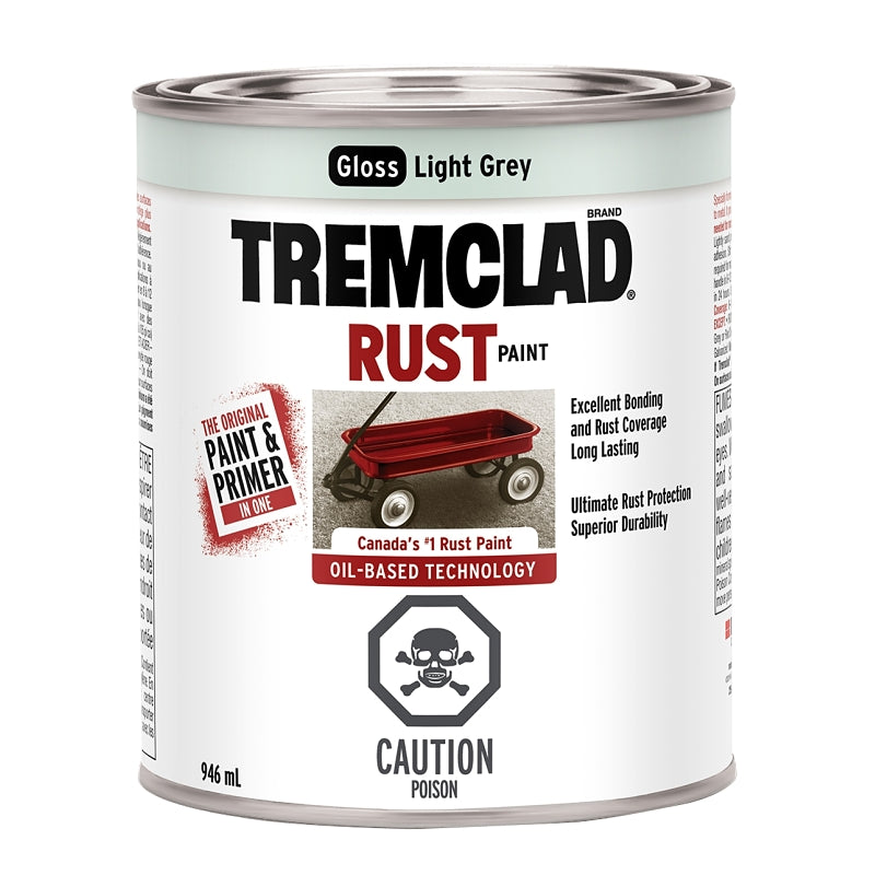 946mL Tremclad Rust Paint, Gloss Light Gray