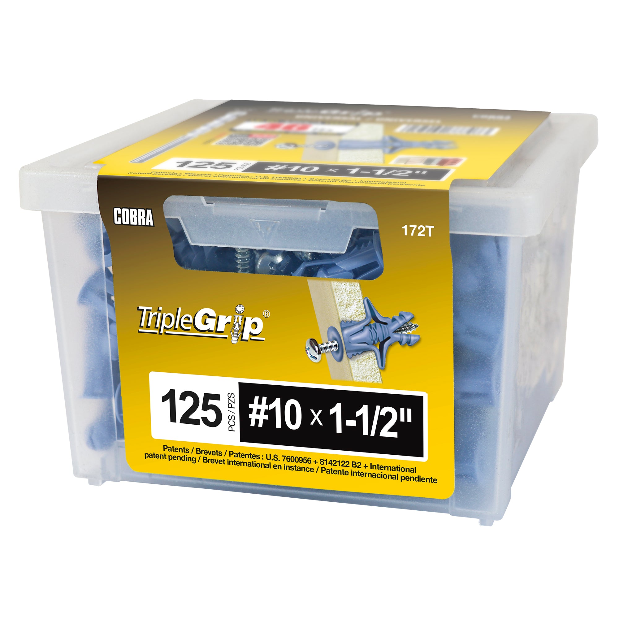 #10 TripleGrip Wall Anchor w/ Screws, Blue (125/Box)