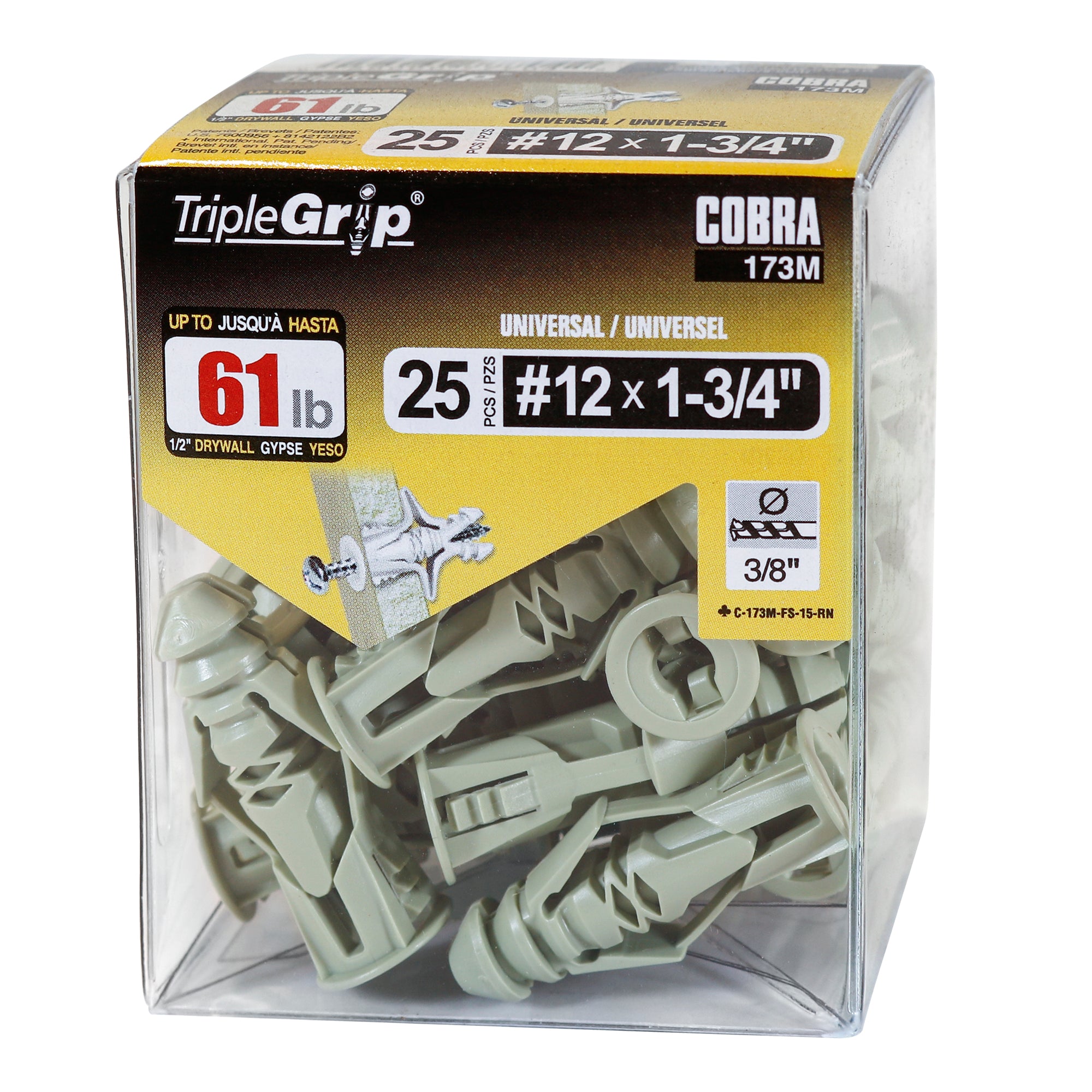 #12 TripleGrip Wall Anchor, Green (25/Box)