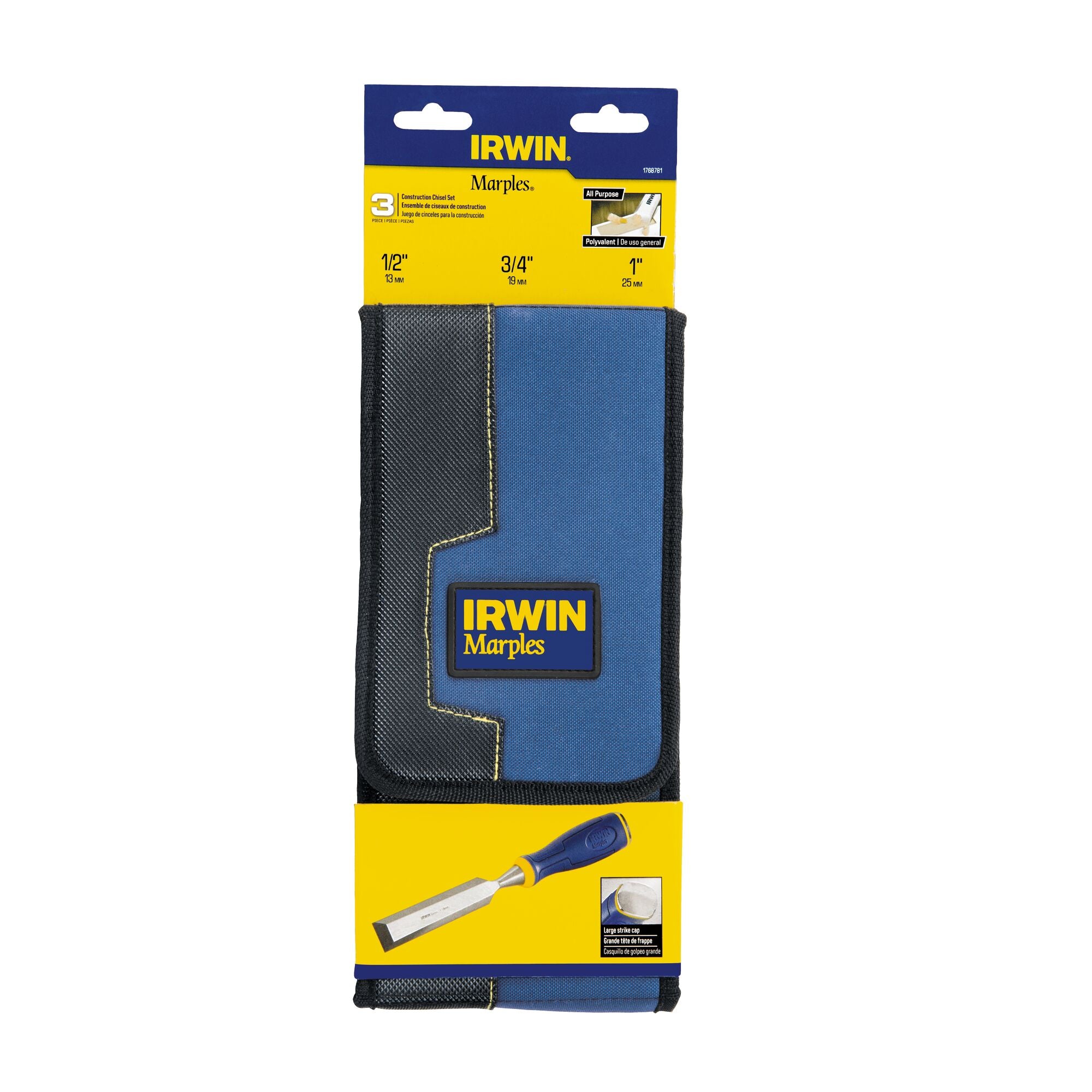 3 Piece Chisel Set With Wallet (1/2", 3/4", 1")