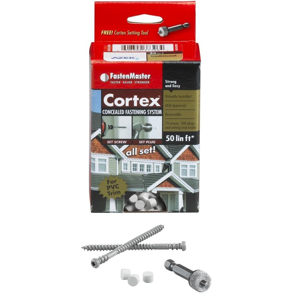 Cortex White PVC SCREW 2 3/4" 50 Linear Foot Package Smooth