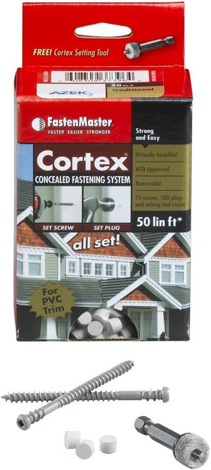 Cortex White PVC SCREW 2 3/4" 50 Linear Foot Package Smooth