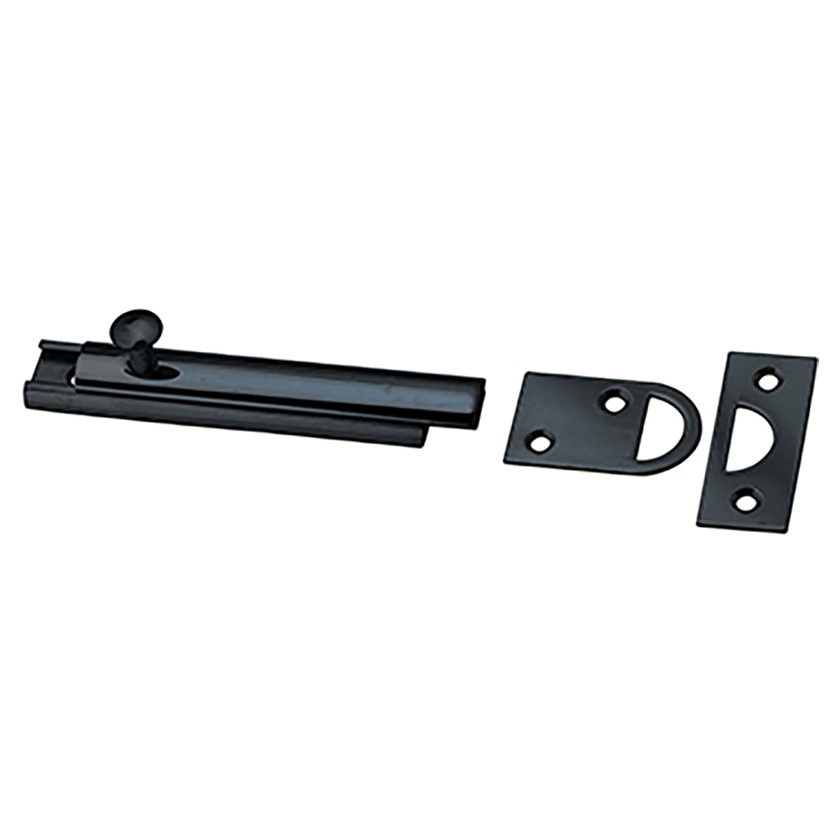 4" Solid Brass Surface Bolt, Matte Black