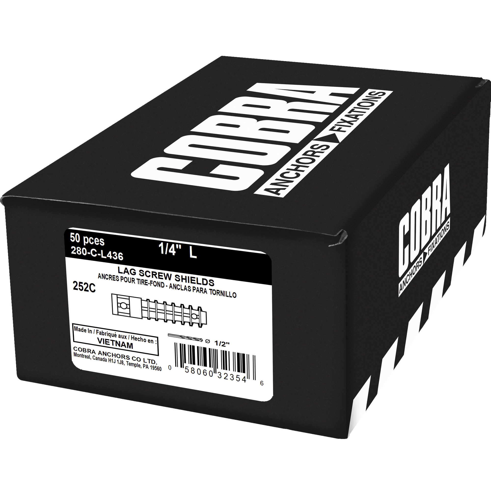 1/4" Long Lag Screw Shield