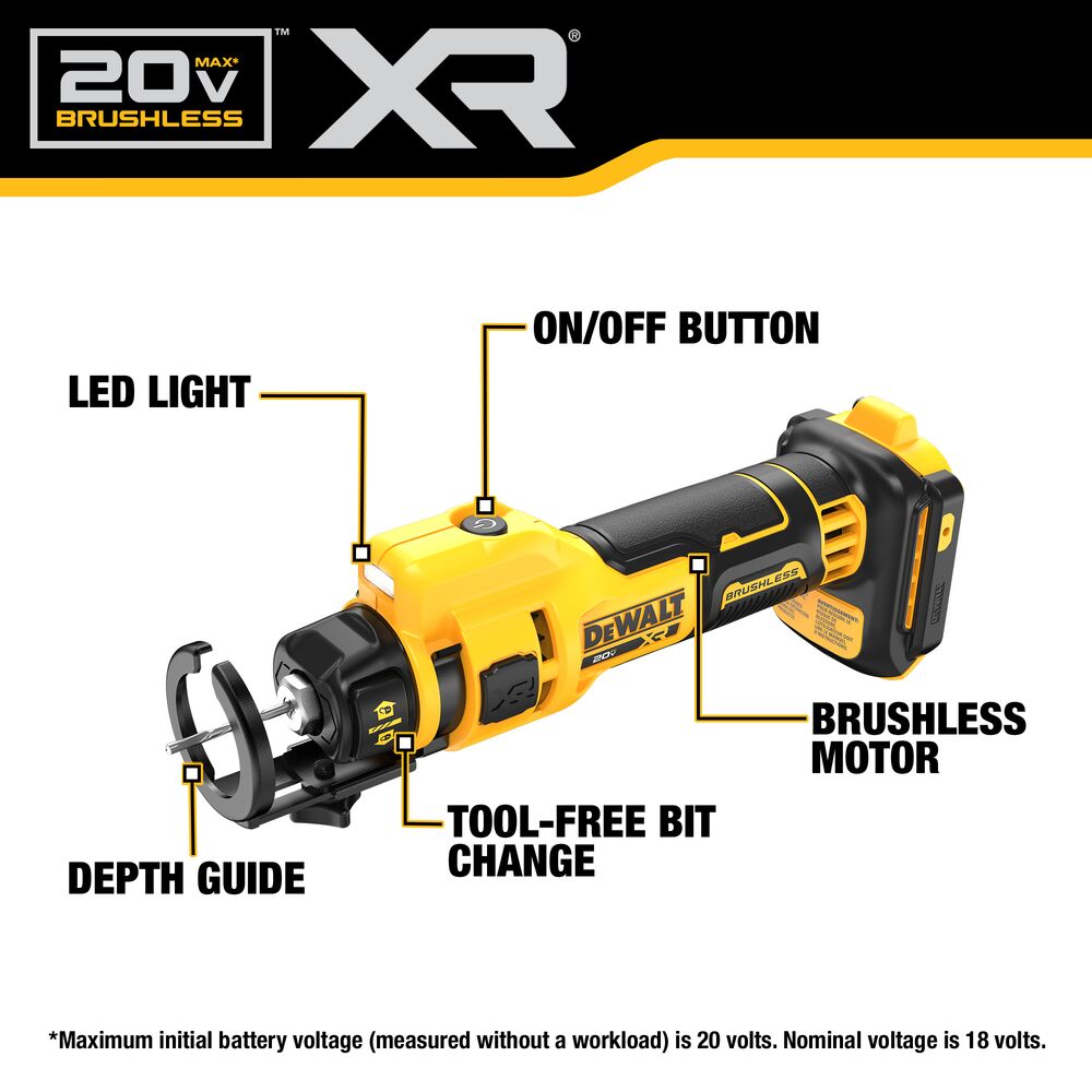 20V MAX* XR® Brushless Drywall Cut-Out Tool (Tool Only)