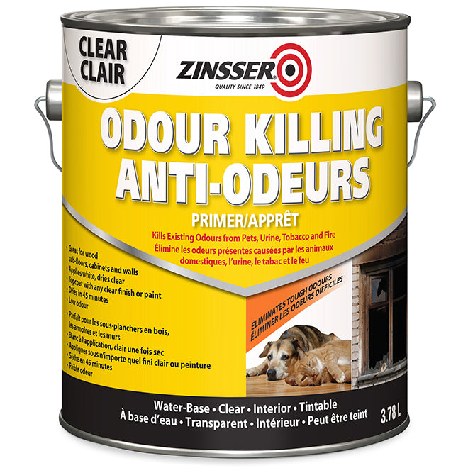 Zinsser Odour Killing Water Base Primer for All Interior Surfaces, Tintable Clear 3.78L