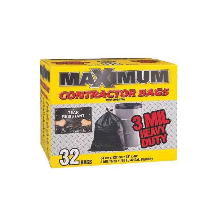 33”x48” Contractor Garbage Bags 3 Mil (32/Box)