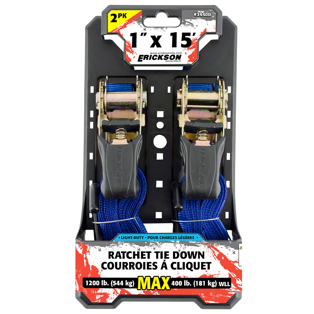 15' Ratchet Strap Tiedown (2/Pack)