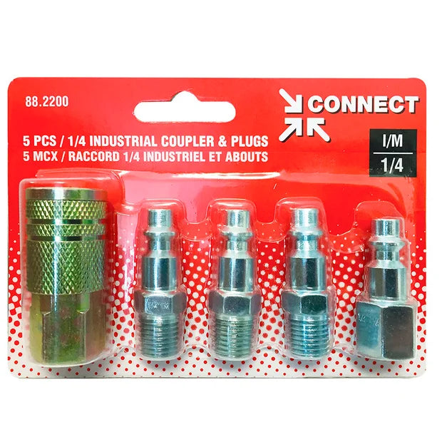 1/4" 5 PC Air Compressor and Plug Kit M Style