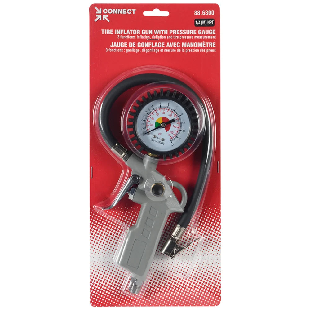 0-170 PSI Tire Inflator Gun w/ Pressure Gauge