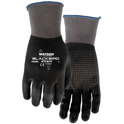 Watson Gloves STEALTH BLACKBIRD 15GG FULL DIP NITRILE - MED