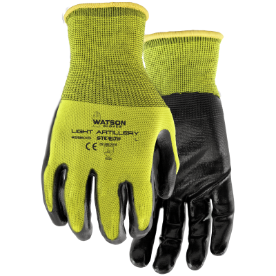 Watson Gloves LIGHT ARTILLERY POLY LINER FLAT NITRILE 6 PACK - LARGE