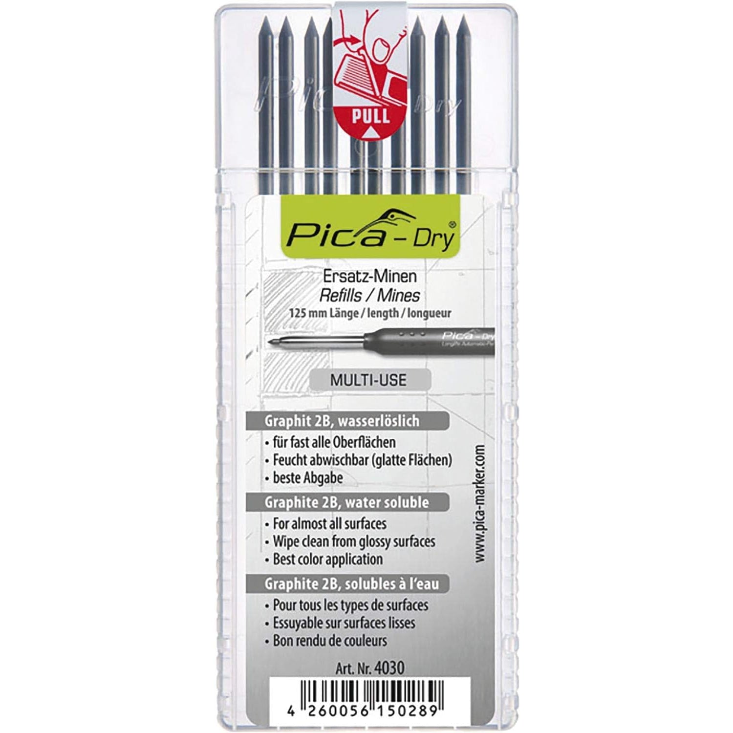 Pica Dry Longlife Automatic Pencil Graphite Refill (10/Pack)