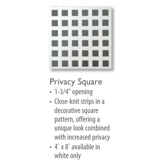 4'x8' Square Vinyl Lattice White