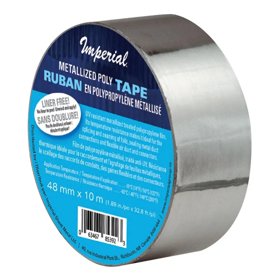 1.9" x 32.8' (48mm x 10m) Poly Tape Silver