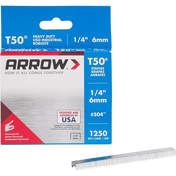 1/4" Arrow T50 Staples, (1250/pack)