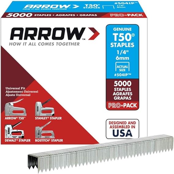 Arrow T50 1/4 inch Staples, 5000/pack