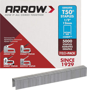 Arrow T50 1/2 inch Staples, 5000/pack