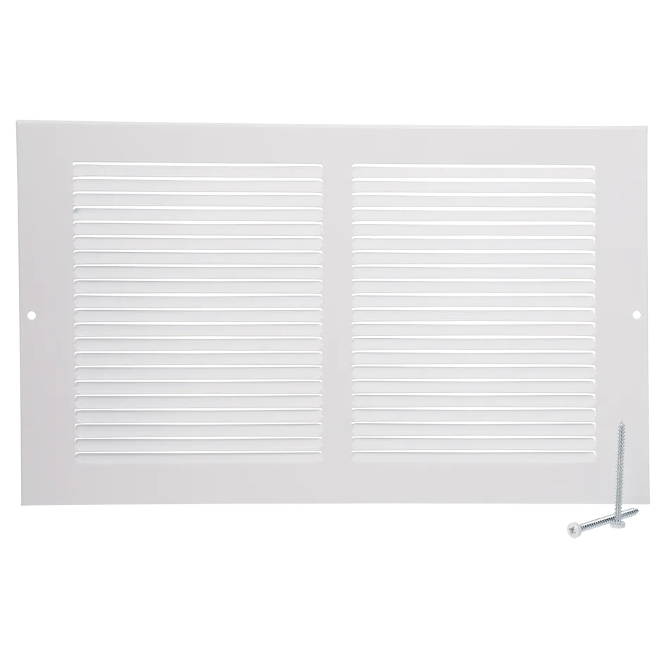 14" x 6" Baseboard Return Air Grill, White