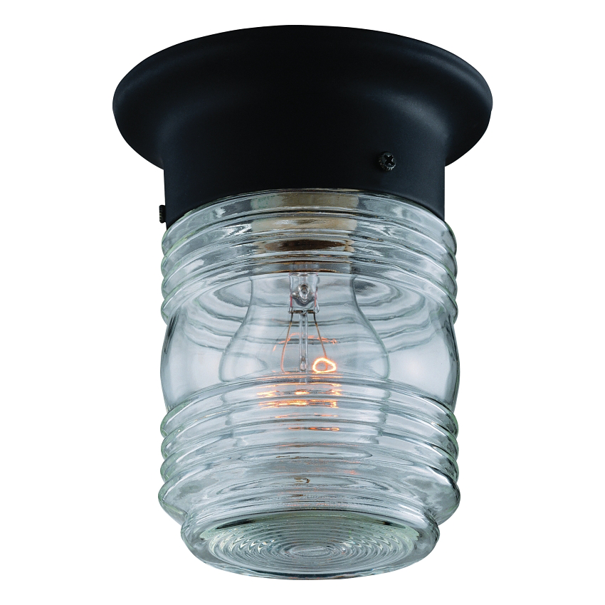 Flushmount Outdoor Porch Light, Black