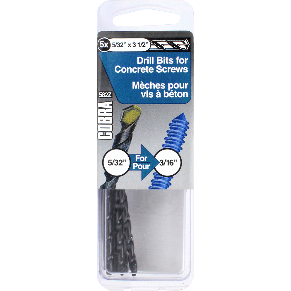 5/32"x3-1/2" Drill Bit for Concrete Screws (5 Pack)
